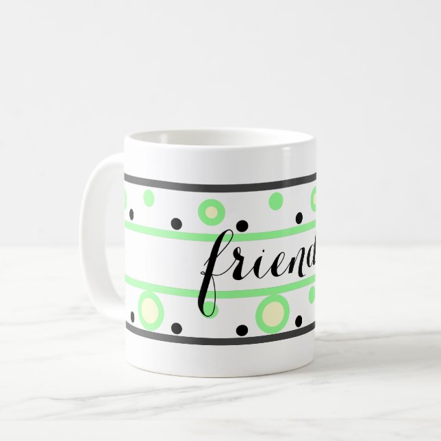Vänner Grönt Cream Polka dots Kaffemugg (Framsida vänster)