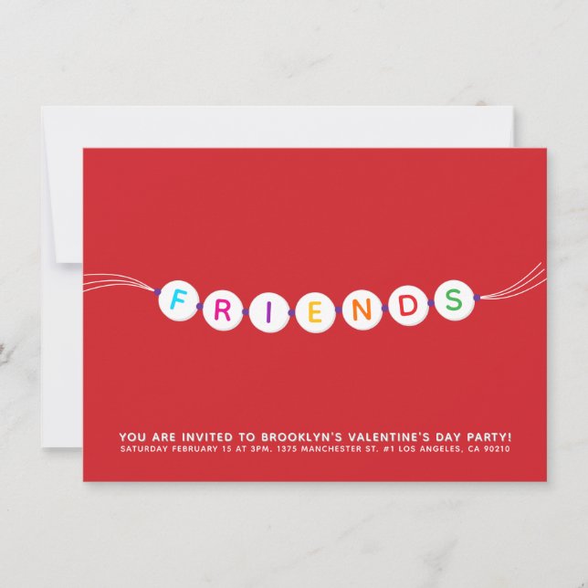 Vänner, gullig vänskap, bracelet Red Valentine's Inbjudningar (Framsida)