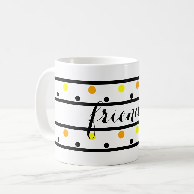 Vänner Gult Orange Polka dots Kaffemugg (Framsida vänster)