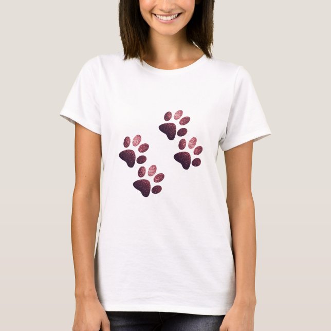 Vänner hund gnistra mörk red tass T-Shirt (Framsida)