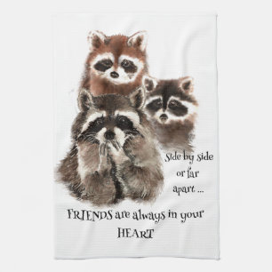 Vänner i ditt hjärtecitat Raccoon Animal Humor Kökshandduk