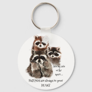 Vänner i ditt hjärtecitat Raccoon Animal Humor Nyckelring