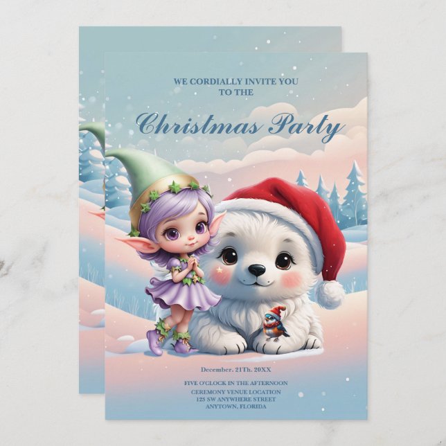 Vänner i en fantasi värld. inbjudningar (Fram/baksida)