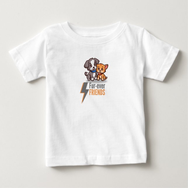 Vänner i päls - Cute Hund & Cat Besties T Shirt (Framsida)