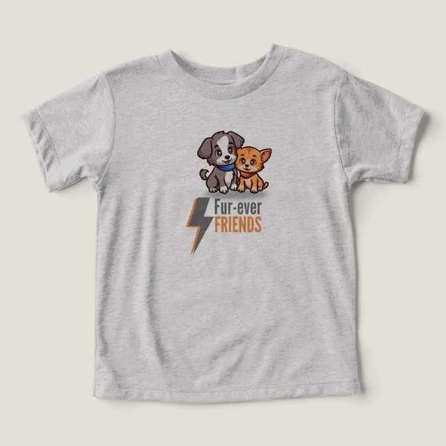 Vänner i päls - Cute Hund & Cat Besties T Shirt (Design Framsida)