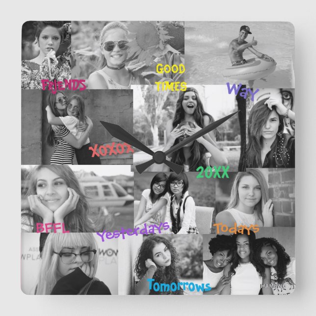 Vänner Inspired Photo Clock HAMbWG Fyrkantig Klocka (Framsida)