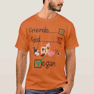 Vänner inte mat Vegan gårdsdjur Rolig retro T Shirt
