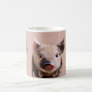 "Vänner, inte mat"-vegan med söt rosa av smågrisar Kaffemugg