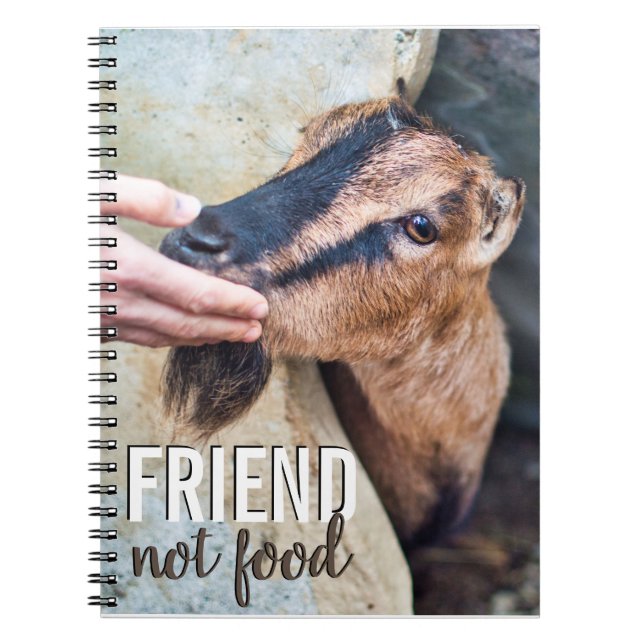 Vänner, inte matvegan, stoppa djurplågeri med get anteckningsbok (Framsidan)