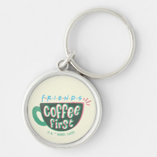 VÄNNER™ Kaffe först Rund Silverfärgad Nyckelring