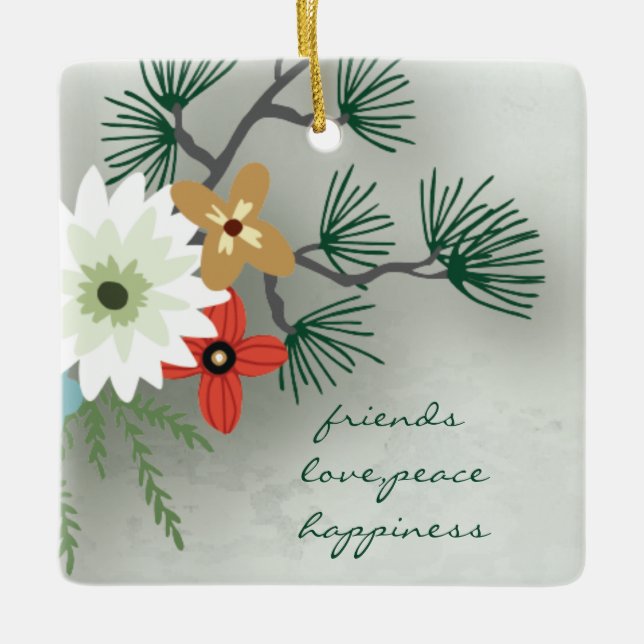 Vänner,Kärlek,Fred,Lycka Vänskapshelgdag Julgransprydnad Keramik (Framsida)