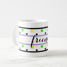 Vänner Lila Gult Grönt Polka dots Kaffemugg