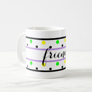 Vänner Lila Gult Grönt Polka dots Kaffemugg