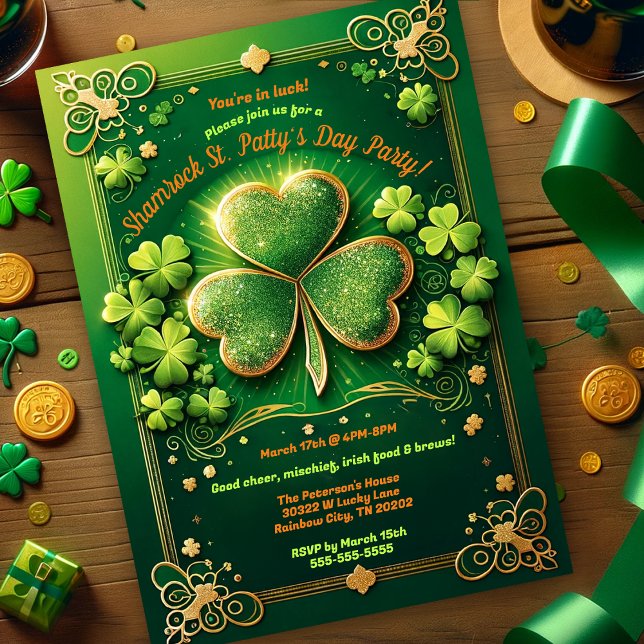 Vänner Lucky Irish St. Patrick's Day Firande Inbjudningar (Skapare uppladdad)