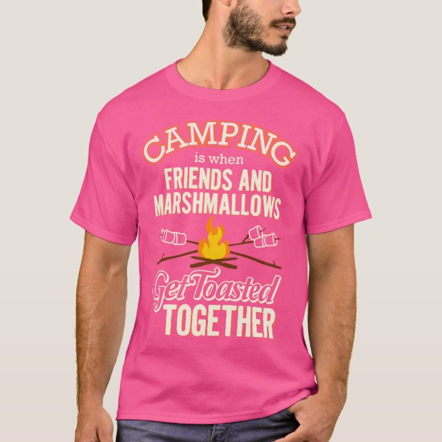 Vänner Marshmallow Tosted Tosted Camping T Shirt (Framsida)