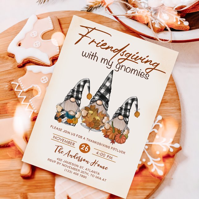 Vänner med min gnomes höstThanksgiving Inbjudningar (Skapare uppladdad)