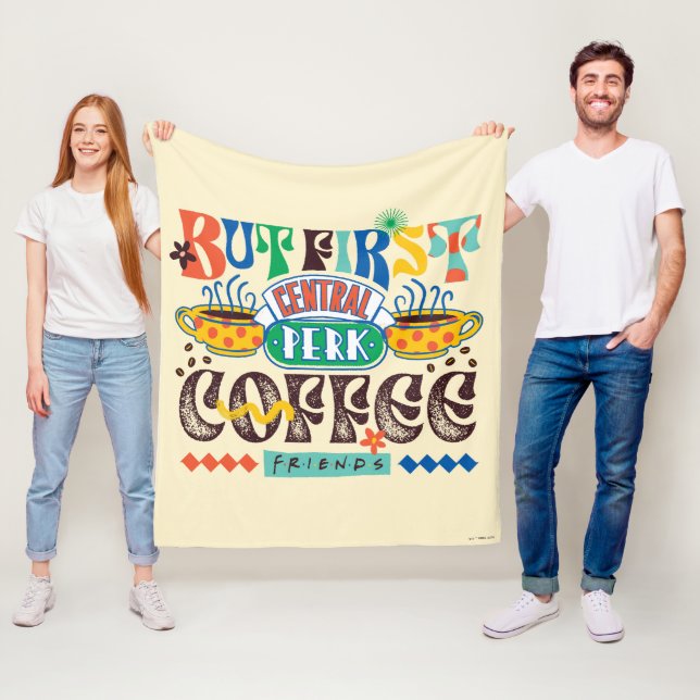 VÄNNER™ | Men första kaffevibrant grafik Fleecefilt (På plats)