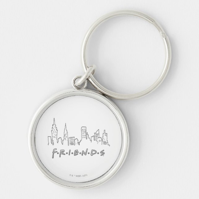 VÄNNER™| New York City Silhouette Rund Silverfärgad Nyckelring (Framsidan)