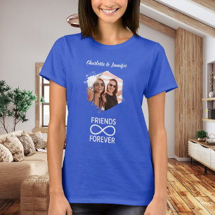Vänner oändligt oändligt foto namn blå t shirt