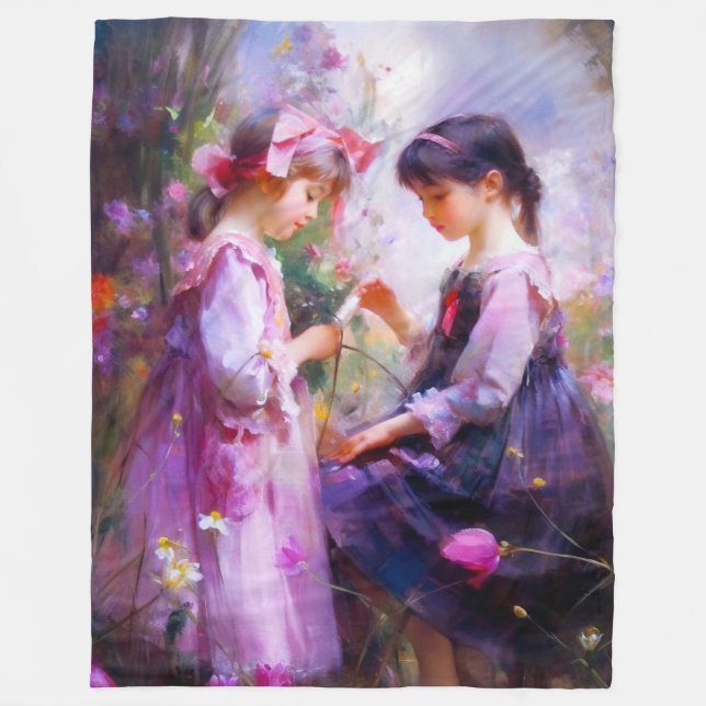 Vänner och blommor 2 fleecefilt (Framsidan)