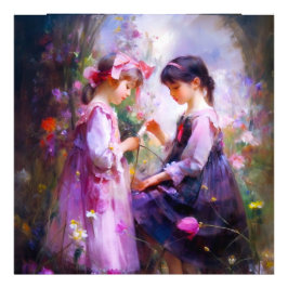 Vänner och blommor 2 fototryck