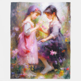 Vänner och blommor fleecefilt