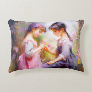 Vänner och blommor prydnadskudde