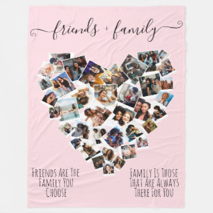 Vänner och familj citerar Photo Heart Collage Post Fleecefilt