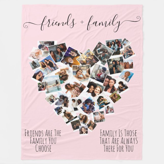 Vänner och familj citerar Photo Heart Collage Post Fleecefilt (Framsidan)