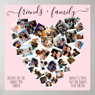Vänner och familj citerar Photo Heart Collage Post Poster