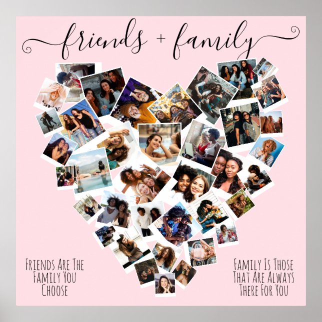 Vänner och familj citerar Photo Heart Collage Post Poster (Framsidan)