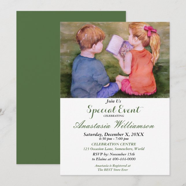 VÄNNER OCH FAMILJ  LÄS FEST EVENEMANG INBJUDAN (Fram/baksida)