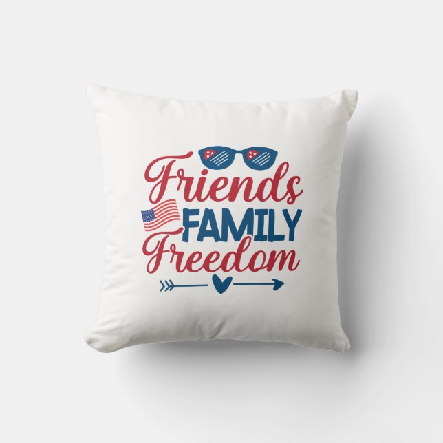 Vänner och familj och frihet kudde (Framsida)