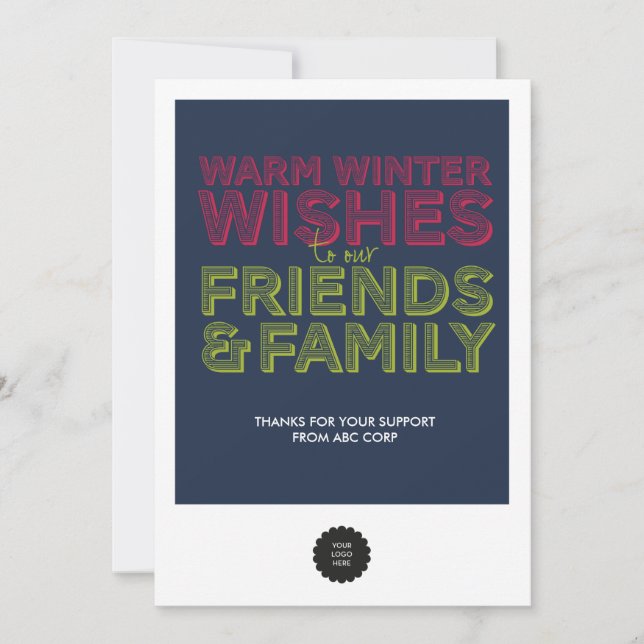 Vänner och familj - platt tack kort (Framsida)