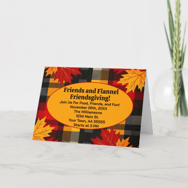 Vänner och Flanals Friendsgiving inlagd inbjudan (Framsida)