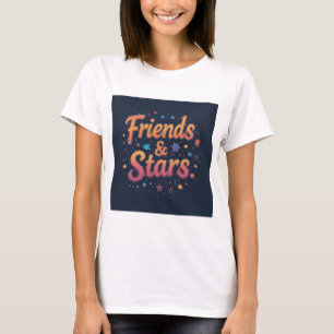 Vänner och stjärnor - Whimsical Cosmic Artwork T Shirt