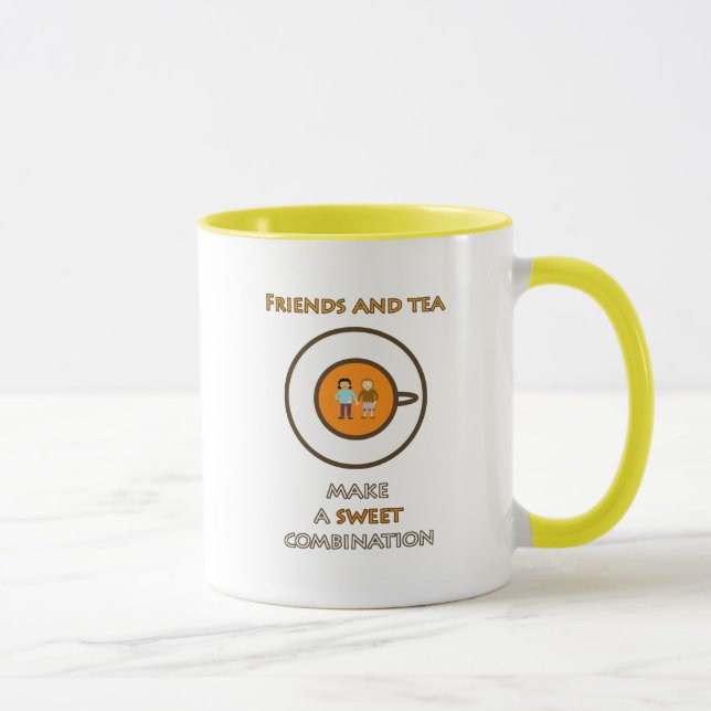 Vänner och te - en söt kombination - te slogan mugg (Höger)