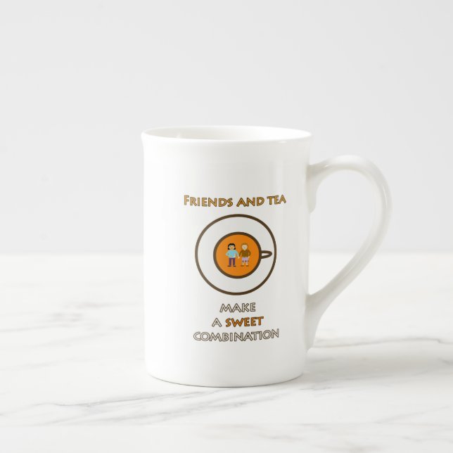 Vänner och te - en söt kombination - teslogan benporslin mugg (Höger)