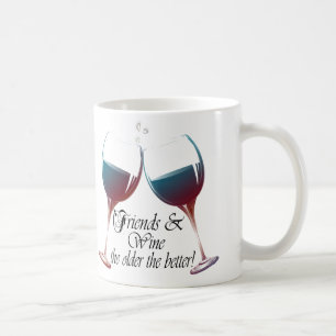 Vänner och vin, äldre den bättre vinkonsten kaffemugg
