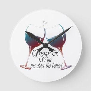 Vänner och vin, äldre det bättre, vingåvor rund klocka
