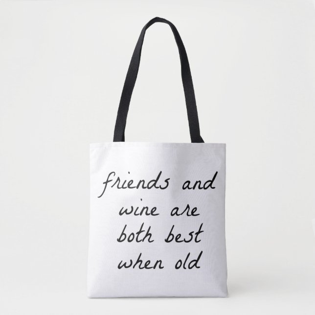 Vänner och Vin Shoulder Tote Bag Tygkasse (Framsida)