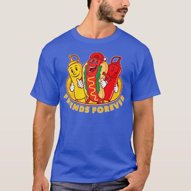Vänner över Hetten Hund Ketchup Mustard Funny T Shirt (Framsida)
