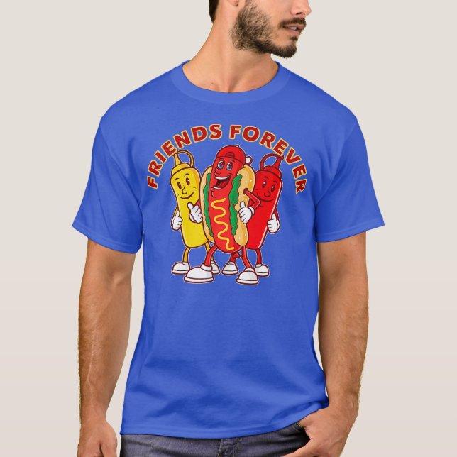Vänner över Hetten Hund Ketchup Mustard Funny T Shirt (Framsida)