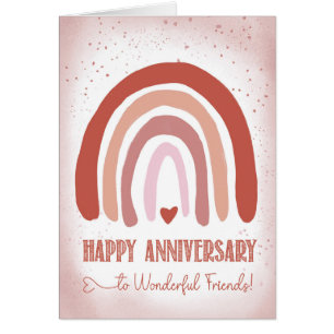 Vänner på årsdagen Hand målade Soft Rosa Waterco Hälsningskort