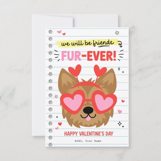 Vänner på Hund Kids Classroom Valentine Card Päls  Inbjudningar (Framsida)