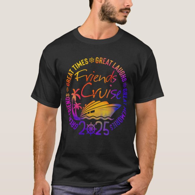 Vänner på kryssning 2025 års semester, marschvänne t shirt (Framsida)