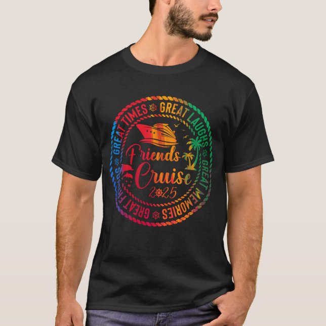 Vänner på kryssning 2025 års semester, marschvänne t shirt (Framsida)