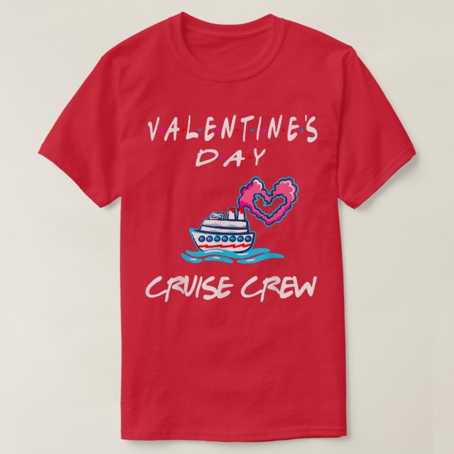 Vänner på kryssningsbesättning i Valentines day T Shirt (Design framsida)