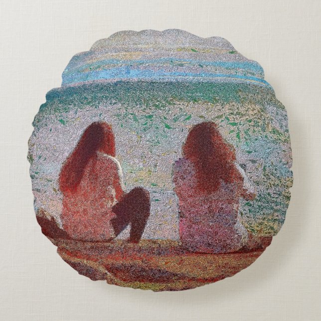 Vänner på Lopez Island Pouf Pillow Rund Kudde (Framsidan)