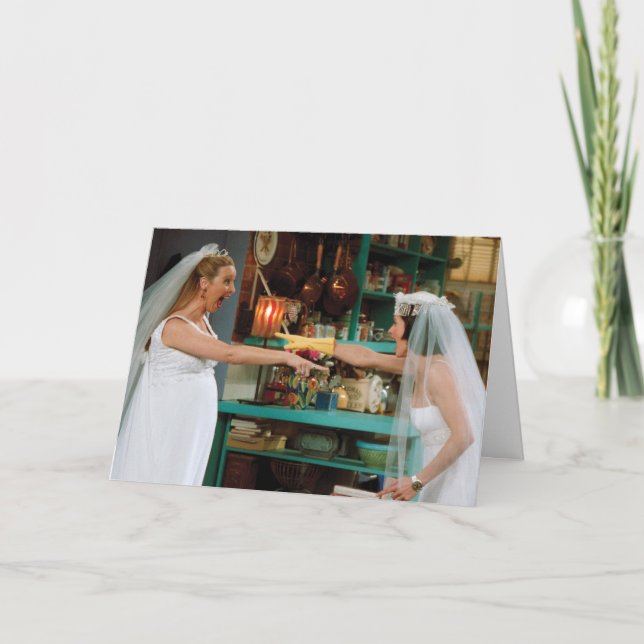 VÄNNER™ | Phoebe och Monica i Bröllop Ddress Kort (Framsida)